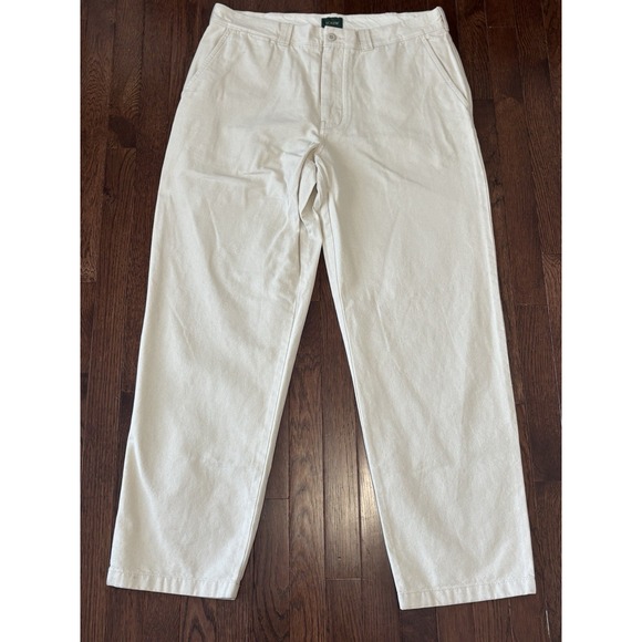 J. CREW Mens Classic Trouser Canvas Pants 35x32 Natural Seeded Beige NWT